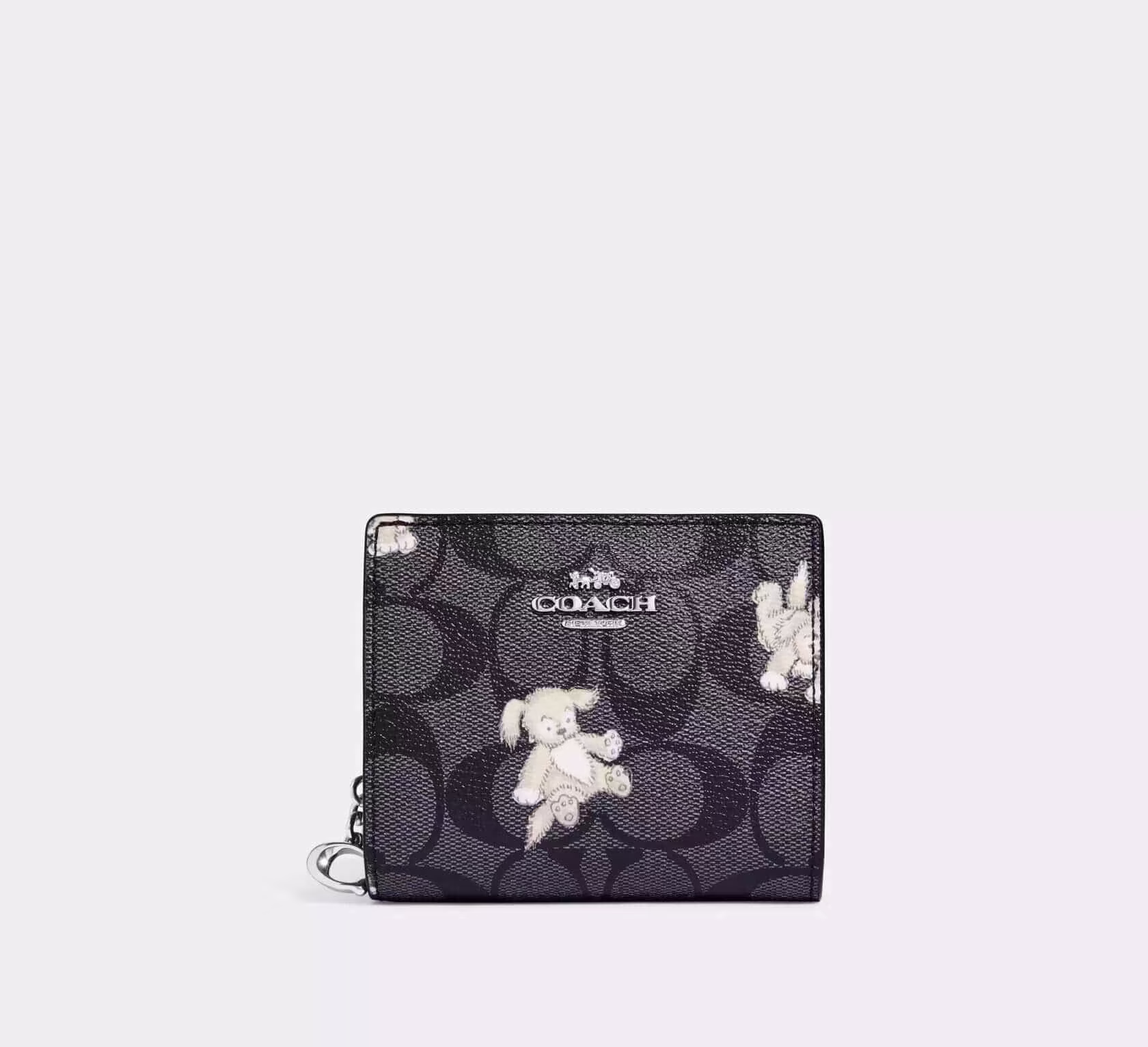 Кошелек Snap Wallet In Signature Canvas With Happy Dog Print - Silver/Black Multi