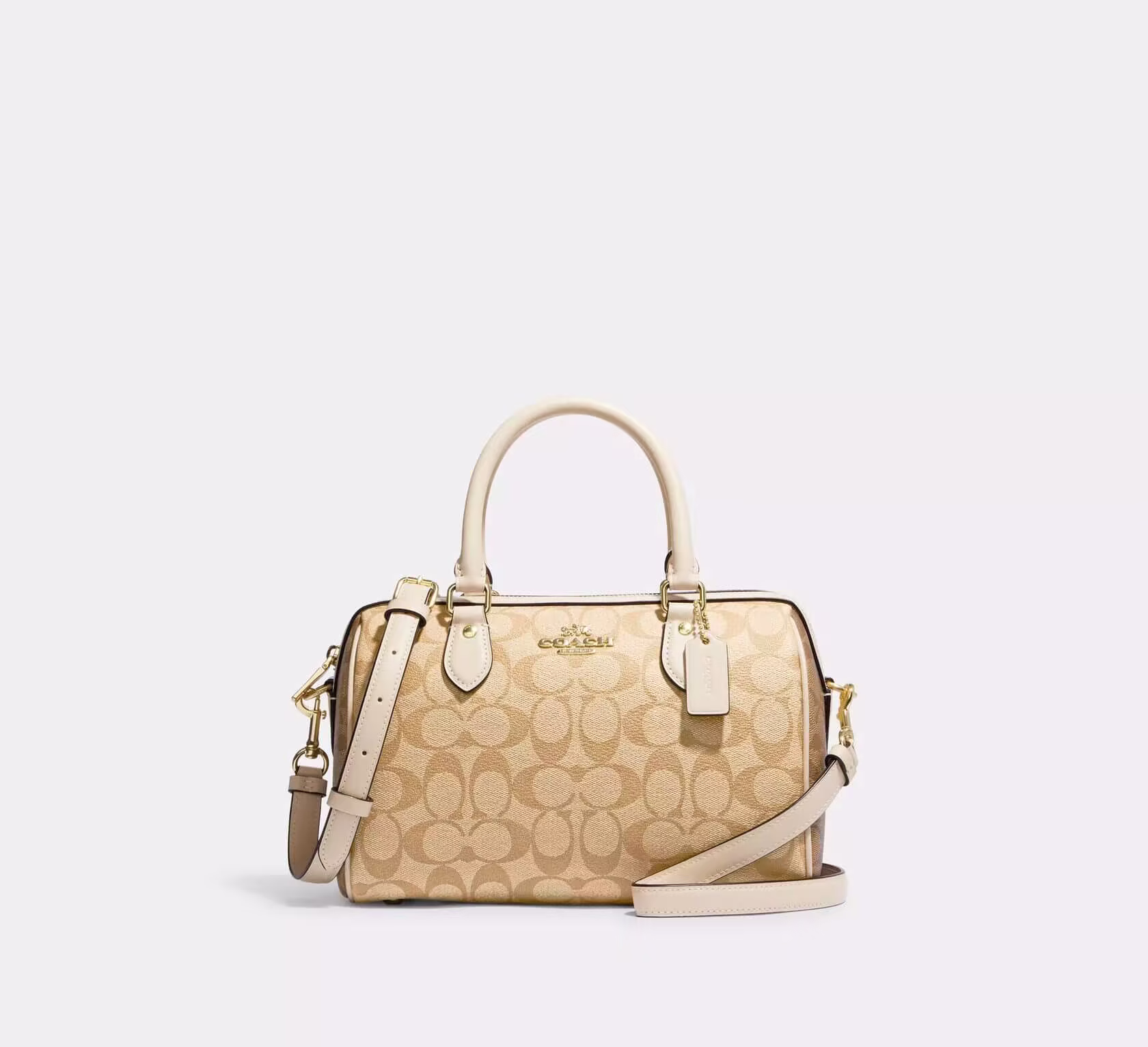 Rowan Satchel In Signature Canvas - Gold/Light Khaki Multi