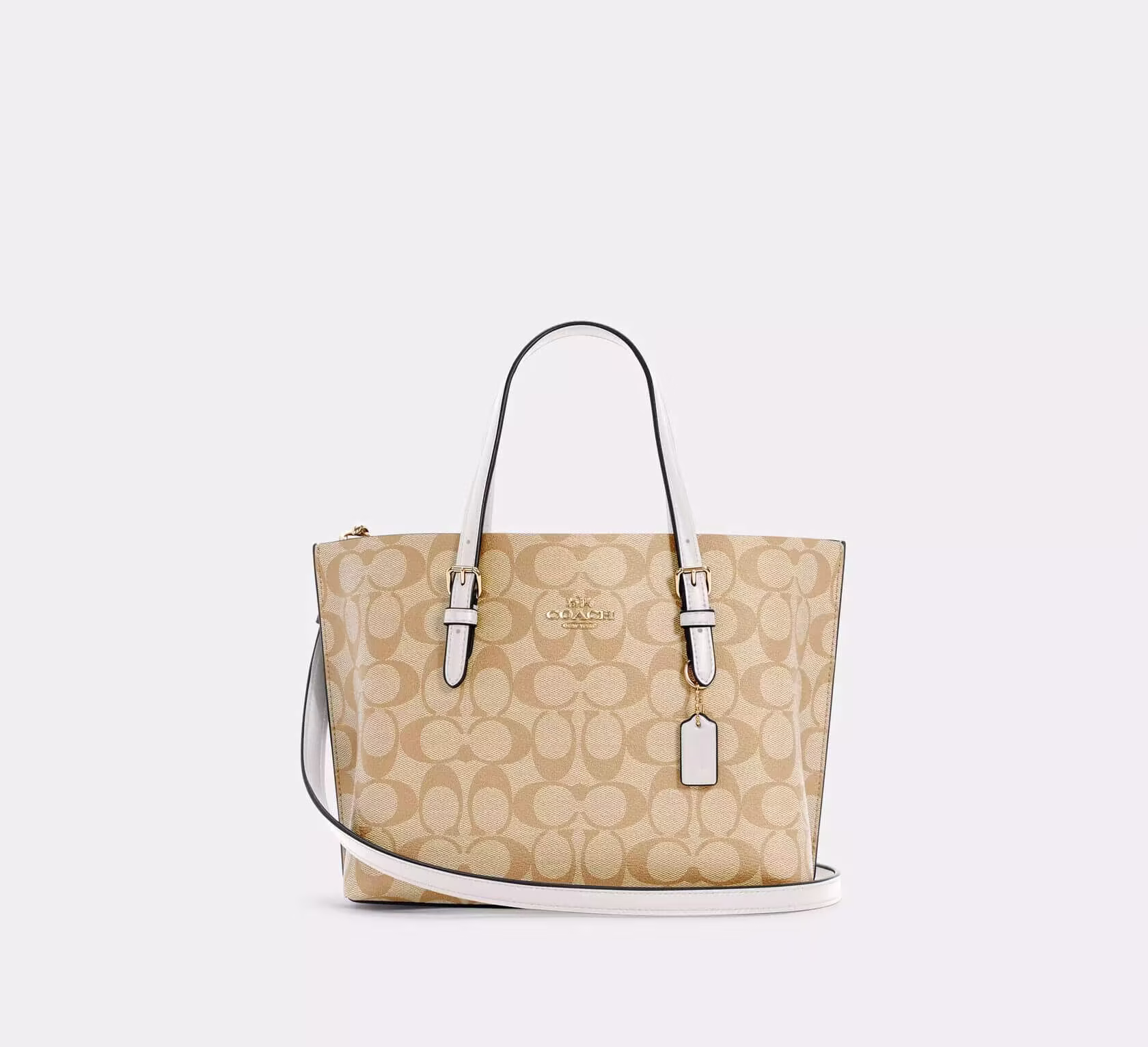 Сумка-тоут Mollie Tote 25 In Signature Canvas - Gold/Light Khaki Chalk